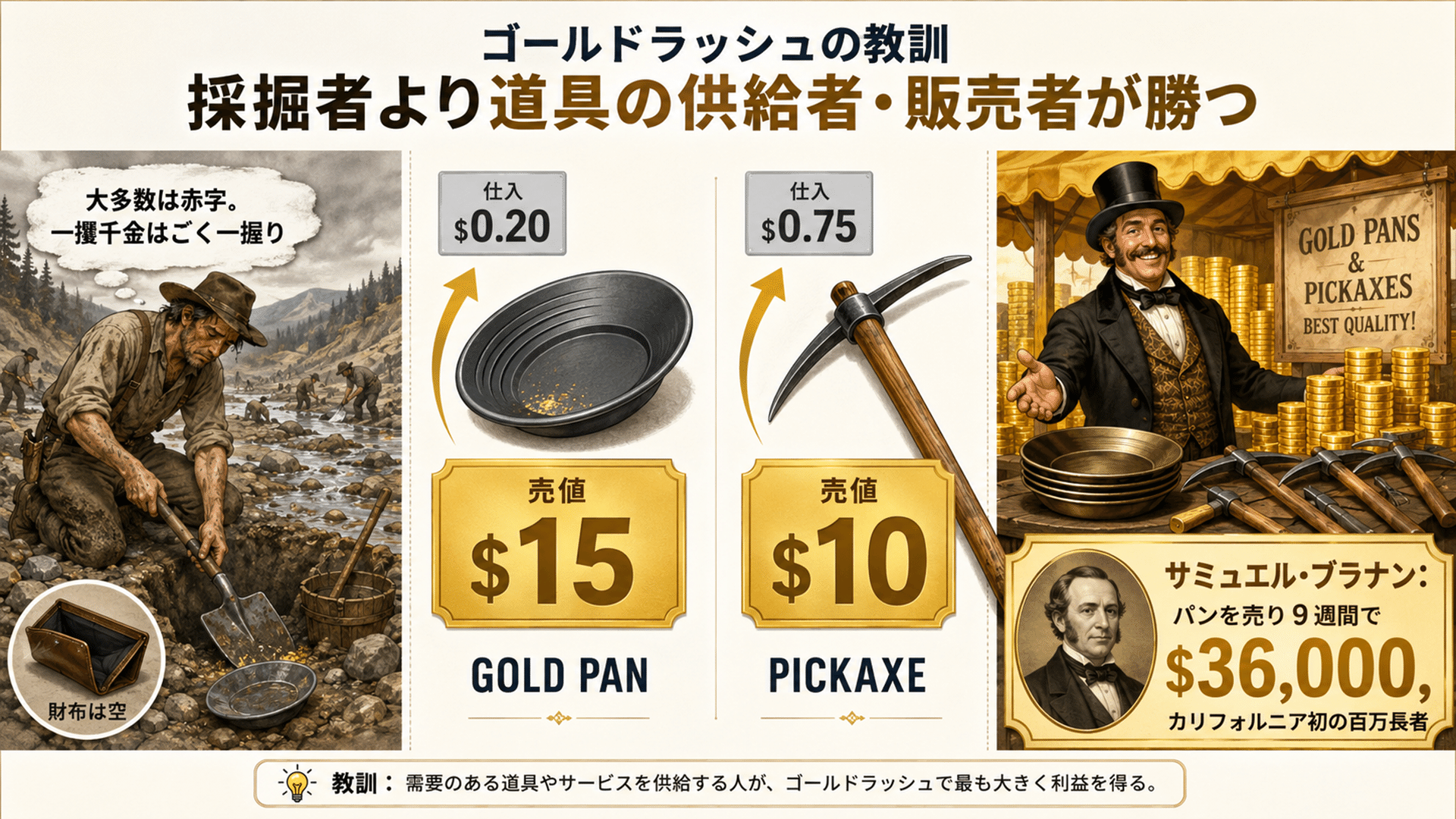 金を掘る者にシャベルを売った先の未来 ─ ゴールドラッシュからAIブームまで，変わらない法則